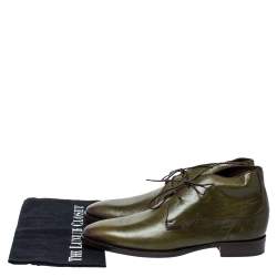 Pre Owned Berluti Military Green Leather Ankle Boots Size 41