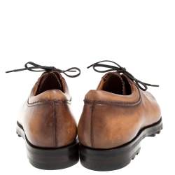Berluti Brown Leather Lace Up Oxfords Size 41