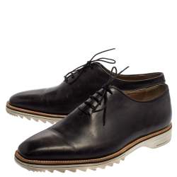Pre Owned Berluti Grey Leather Lace Up Oxfords Size 41.5