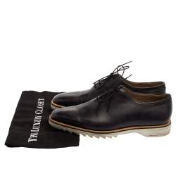 Pre Owned Berluti Grey Leather Lace Up Oxfords Size 41.5