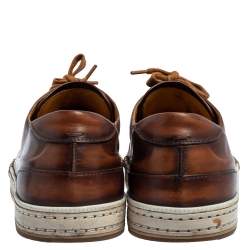 Berluti Brown Ombre Leather Playtime Low Top Sneakers Size 41.5