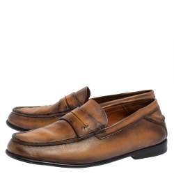 Pre Owned Berluti Brown Leather Penny Loafers Size 40