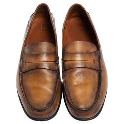 Pre Owned Berluti Brown Leather Penny Loafers Size 40