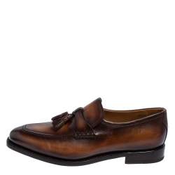 Pre Owned Berluti Brown Leather Tasseled Loafers Size 42.5