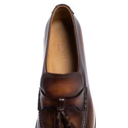 Pre Owned Berluti Brown Leather Tasseled Loafers Size 42.5