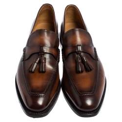Pre Owned Berluti Brown Leather Tasseled Loafers Size 42.5