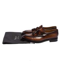 Pre Owned Berluti Brown Leather Tasseled Loafers Size 42.5
