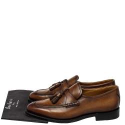 Pre Owned Berluti Brown Leather Tasseled Loafers Size 39