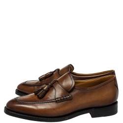 Pre Owned Berluti Brown Leather Tasseled Loafers Size 39