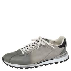 Pre Owned Berluti Ombre Grey Suede and Leather Lace Up Sneakers Size 43.5