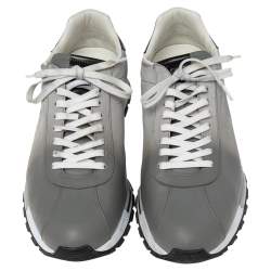 Pre Owned Berluti Ombre Grey Suede and Leather Lace Up Sneakers Size 43.5