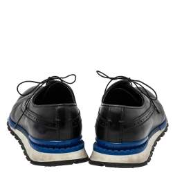Berluti Blue/Black Leather Fast Track Brogue Sneakers Size 44.5
