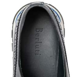 Berluti Blue/Black Leather Fast Track Brogue Sneakers Size 44.5
