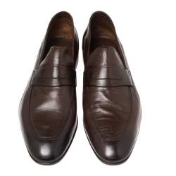 Berluti Brown Leather Lorenzo Loafers Size 42