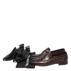 Berluti Brown Leather Lorenzo Loafers Size 42