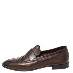 Berluti Brown Leather Lorenzo Loafers Size 42