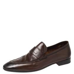 Berluti Brown Leather Lorenzo Loafers Size 42