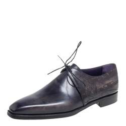 Berluti Dark Grey Leather Lace Up Oxford Size 42