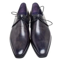 Berluti Dark Grey Leather Lace Up Oxford Size 42