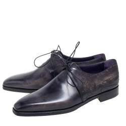 Berluti Dark Grey Leather Lace Up Oxford Size 42