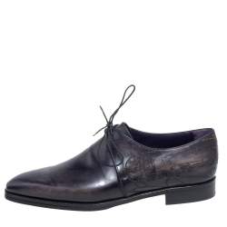 Berluti Dark Grey Leather Lace Up Oxford Size 42