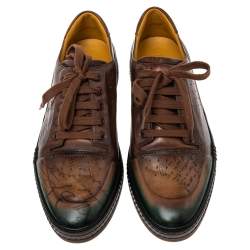 Berluti Brown Ombre Leather Playtime Low Top Sneakers Size 45