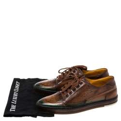 Berluti Brown Ombre Leather Playtime Low Top Sneakers Size 45