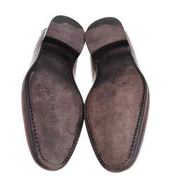 Pre Owned Berluti Brown Leather Lorenzo Slip On Loafers Size 44