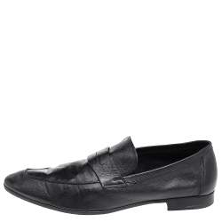 Pre Owned Berluti Black Leather Lorenzo Slip On Loafers Size 44.5