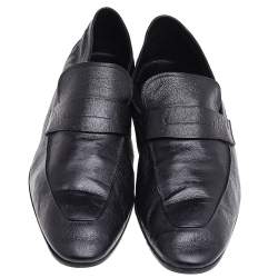 Pre Owned Berluti Black Leather Lorenzo Slip On Loafers Size 44.5