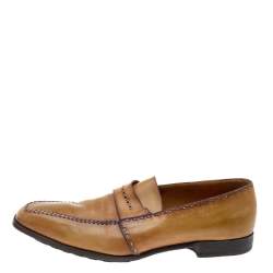 Pre Owned Berluti Tan/Brown Ombre Leather Penny Loafers Size 46