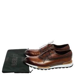 Pre Owned Berluti Brown Leather Fast Track Brogue Sneakers Size 43.5