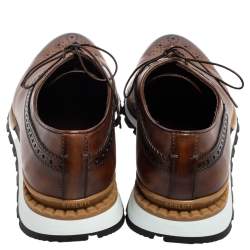 Pre Owned Berluti Brown Leather Fast Track Brogue Sneakers Size 43.5
