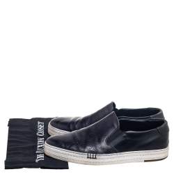 Pre Owned Berluti Black Leather Playtime Palermo Scritto Slip On Sneakers Size 42