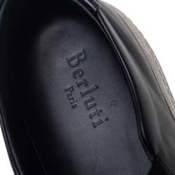 Pre Owned Berluti Black Leather Playtime Palermo Scritto Slip On Sneakers Size 42