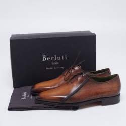 Pre Owned Berluti Brown Leather Alessandro Démesure Lace Up Oxford Size 41.5