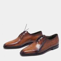 Pre Owned Berluti Brown Leather Alessandro Démesure Lace Up Oxford Size 41.5