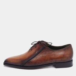 Berluti Brown Leather Alessandro Démesure Lace Up Oxford Size 41.5