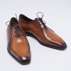 Pre Owned Berluti Brown Leather Alessandro Démesure Lace Up Oxford Size 41.5