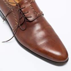 Pre Owned Berluti Brown Leather Lace Up Oxfords Size 44.5