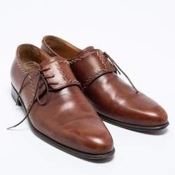 Pre Owned Berluti Brown Leather Lace Up Oxfords Size 44.5