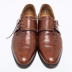 Pre Owned Berluti Brown Leather Lace Up Oxfords Size 44.5