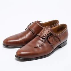 Pre Owned Berluti Brown Leather Lace Up Oxfords Size 44.5