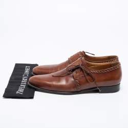 Pre Owned Berluti Brown Leather Lace Up Oxfords Size 44.5
