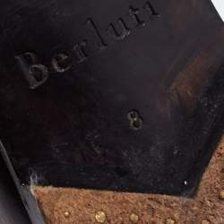 Pre Owned Berluti Burgundy/Black Leather Lorenzo Kangaroo Oxford Size 42