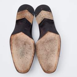 Pre Owned Berluti Burgundy/Black Leather Lorenzo Kangaroo Oxford Size 42