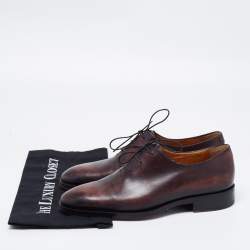 Pre Owned Berluti Burgundy/Black Leather Lorenzo Kangaroo Oxford Size 42