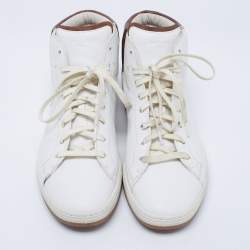 Berluti White/Brown Leather High Top Sneakers Size 43