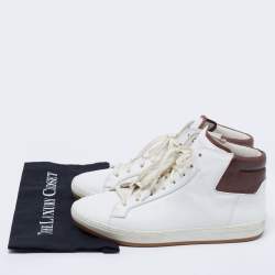 Berluti White/Brown Leather High Top Sneakers Size 43