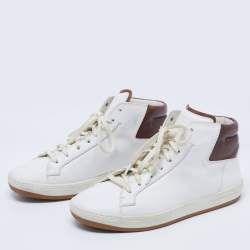 Berluti White/Brown Leather High Top Sneakers Size 43